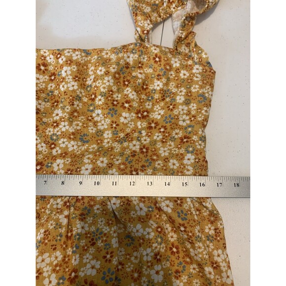 Reformation lucila Dress SZ 12 midi 100% Linen Cottagecore yellow smocked floral - Picture 4 of 16